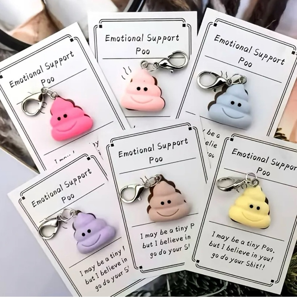 1 Emotional Support Poo Keychain- Pink, Blue, Yellow, Purple, Brown